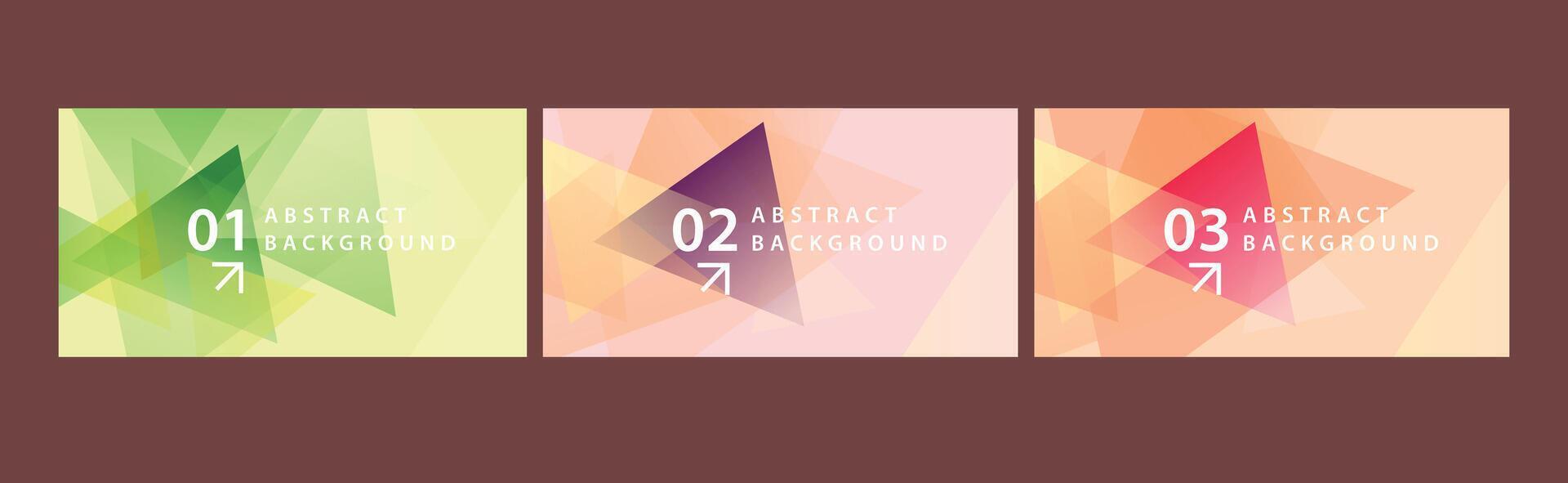 Set of triangle abstract gradient background, geometric shape pastel wallpaper vector