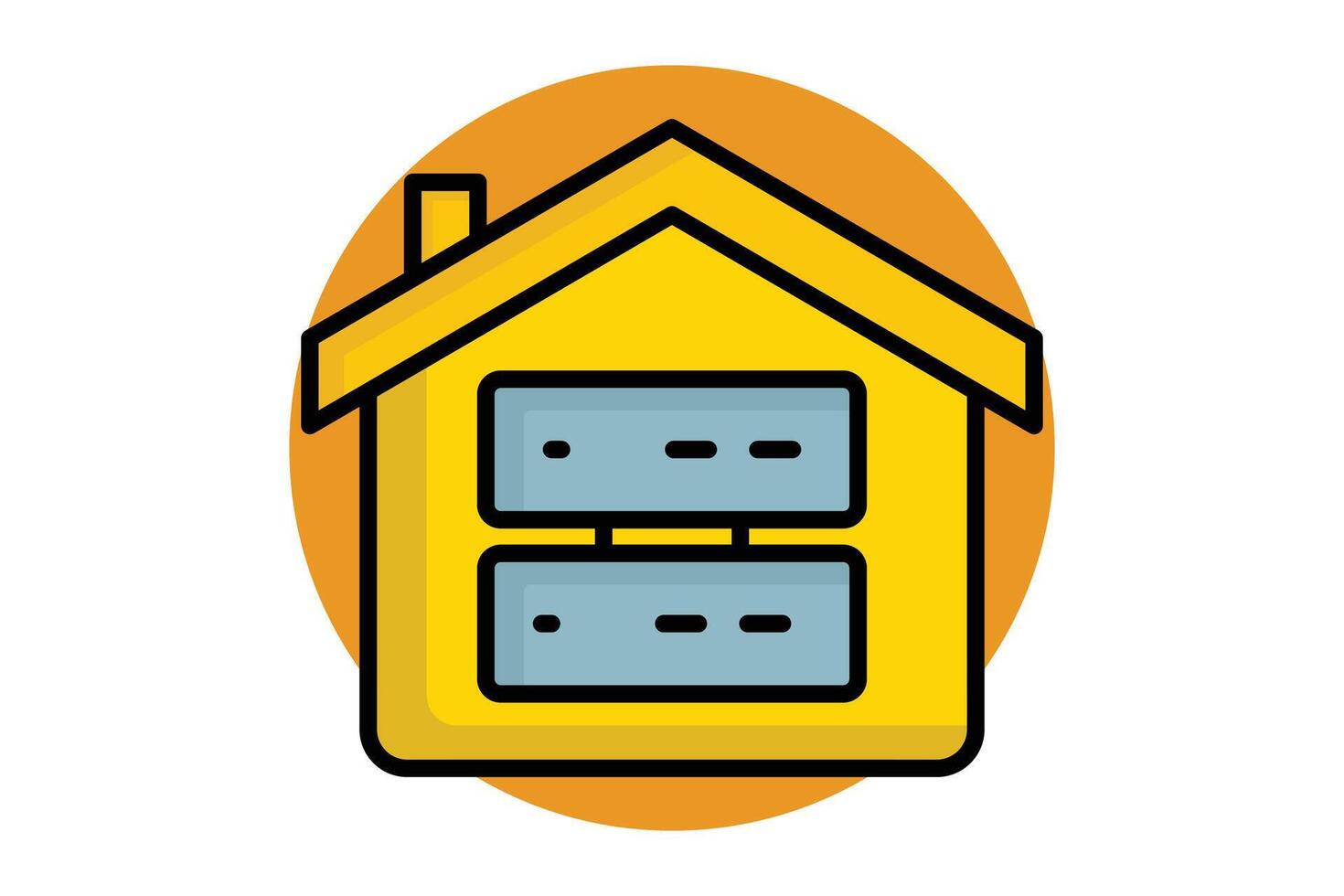 Data warehouse colored outline icon. house with big data. icon related to store. data analytics elements illustration vector