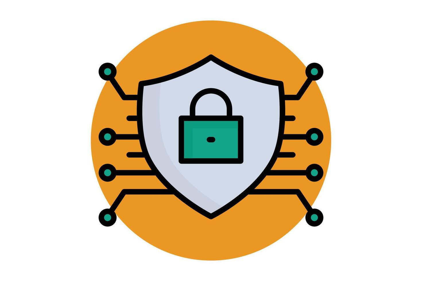 Cybersecurity colored outline icon. icon related to technology. data analytics elements illustration vector