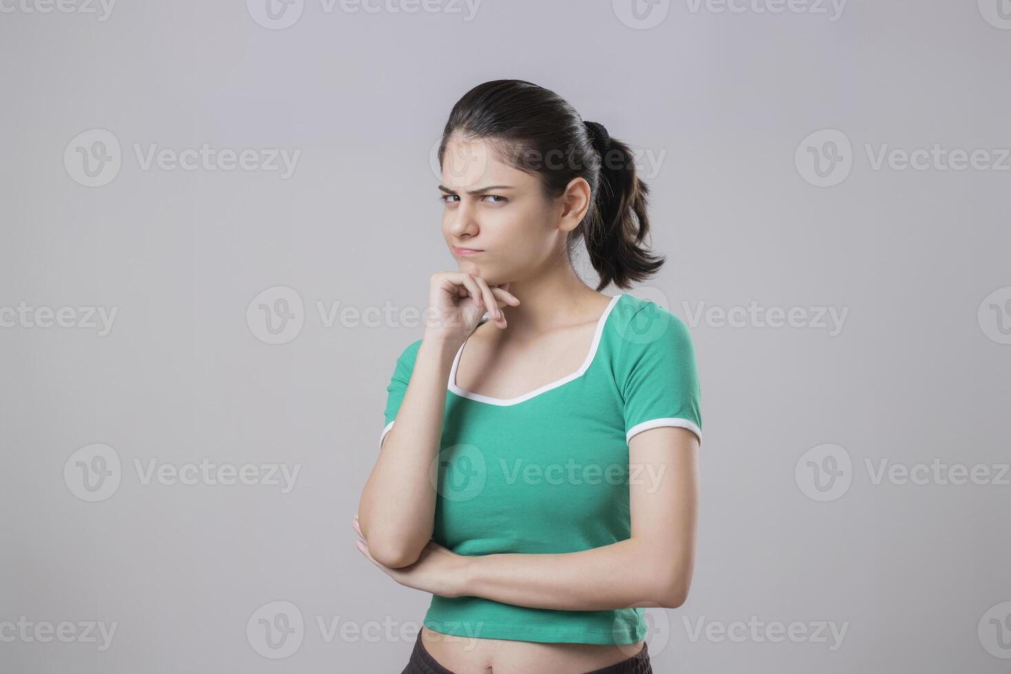 Cute Asian Model With A Sad Face Expression photo