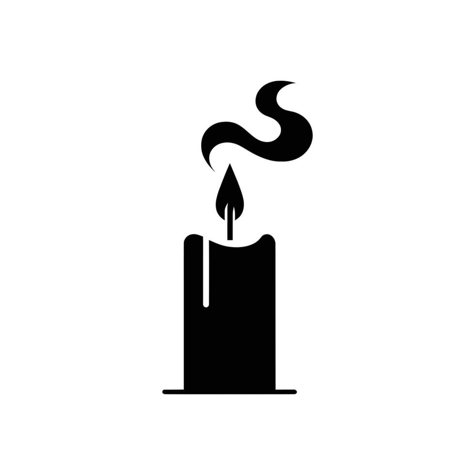 Stylized Candle Silhouette with Swirling Smoke - Art for Spiritual and Mystical Designs vector