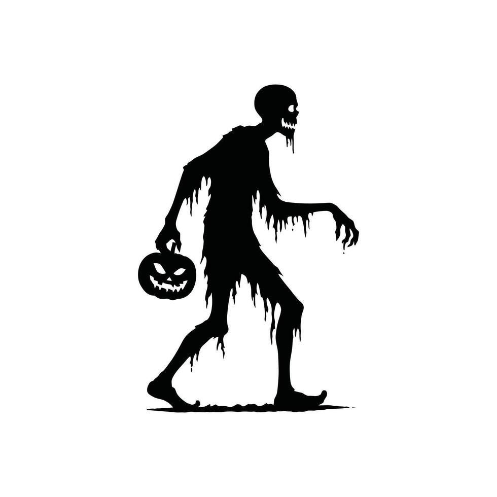Eerie Zombie Silhouette for Halloween Scary Undead Design Ideal for Haunted Graphics vector