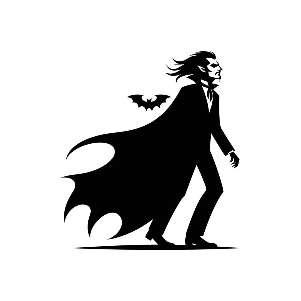 Halloween Vampire Silhouette, Perfect for Gothic Posters, Party Invitations, and Haunted Themes vector