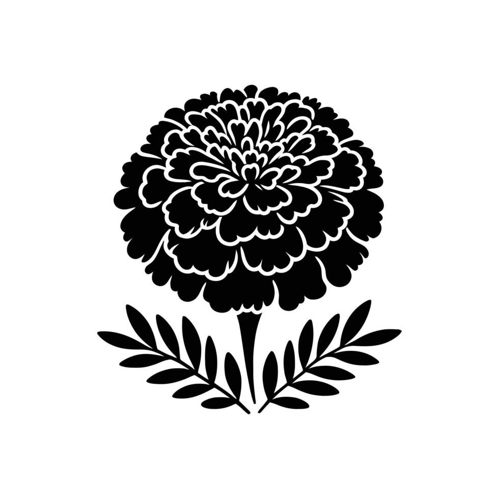 Marigold Flower Silhouette for Dia de Muertos Traditional Day of the Dead Design vector