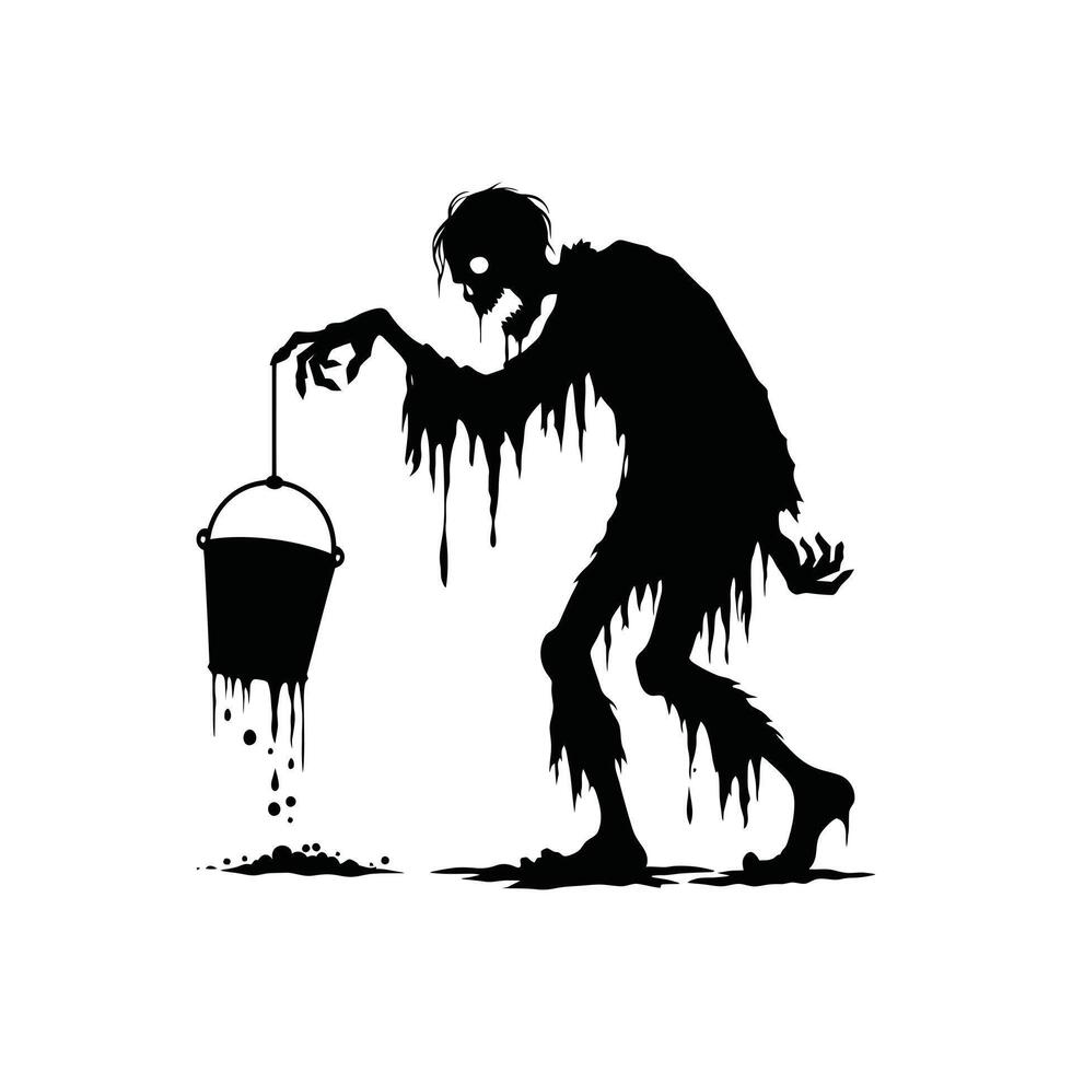 Spooky Halloween Zombie Silhouette Creepy Undead Figure for Halloween Design Projects vector