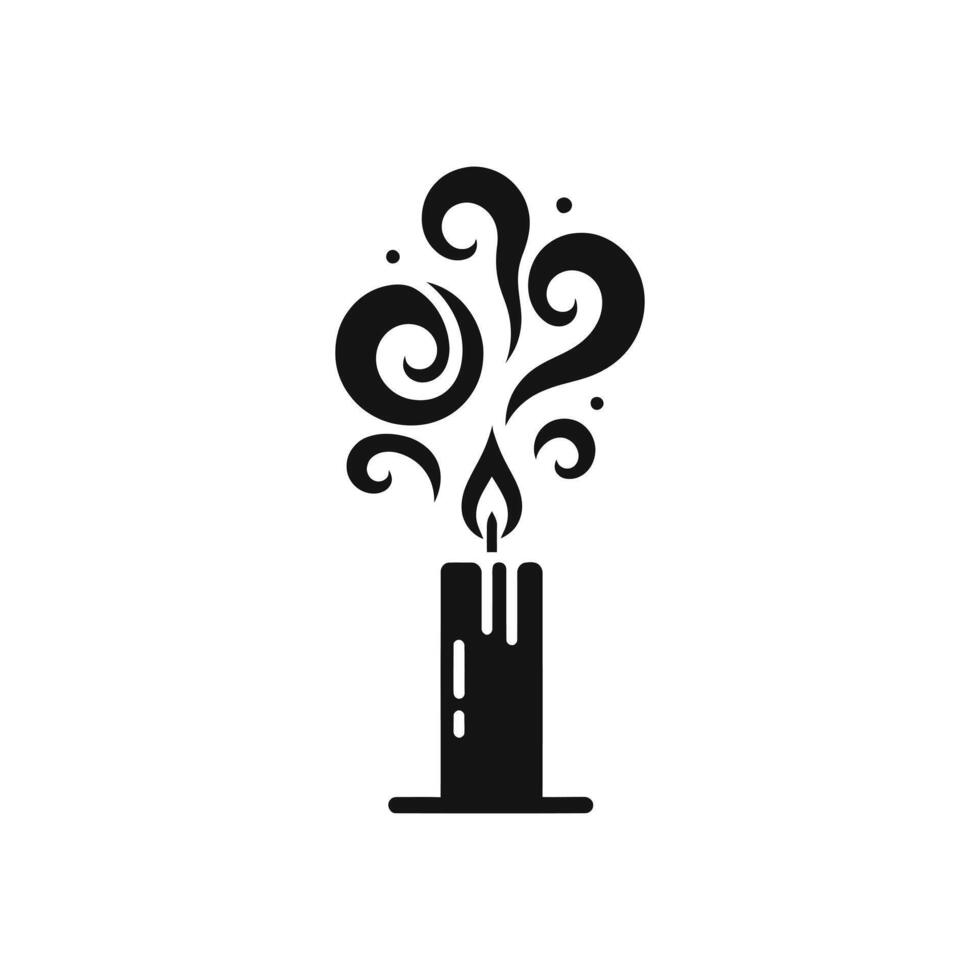 Creative Candle with Decorative Smoke Swirls - Perfect for Elegant and Spiritual Silhouette Illustrations vector