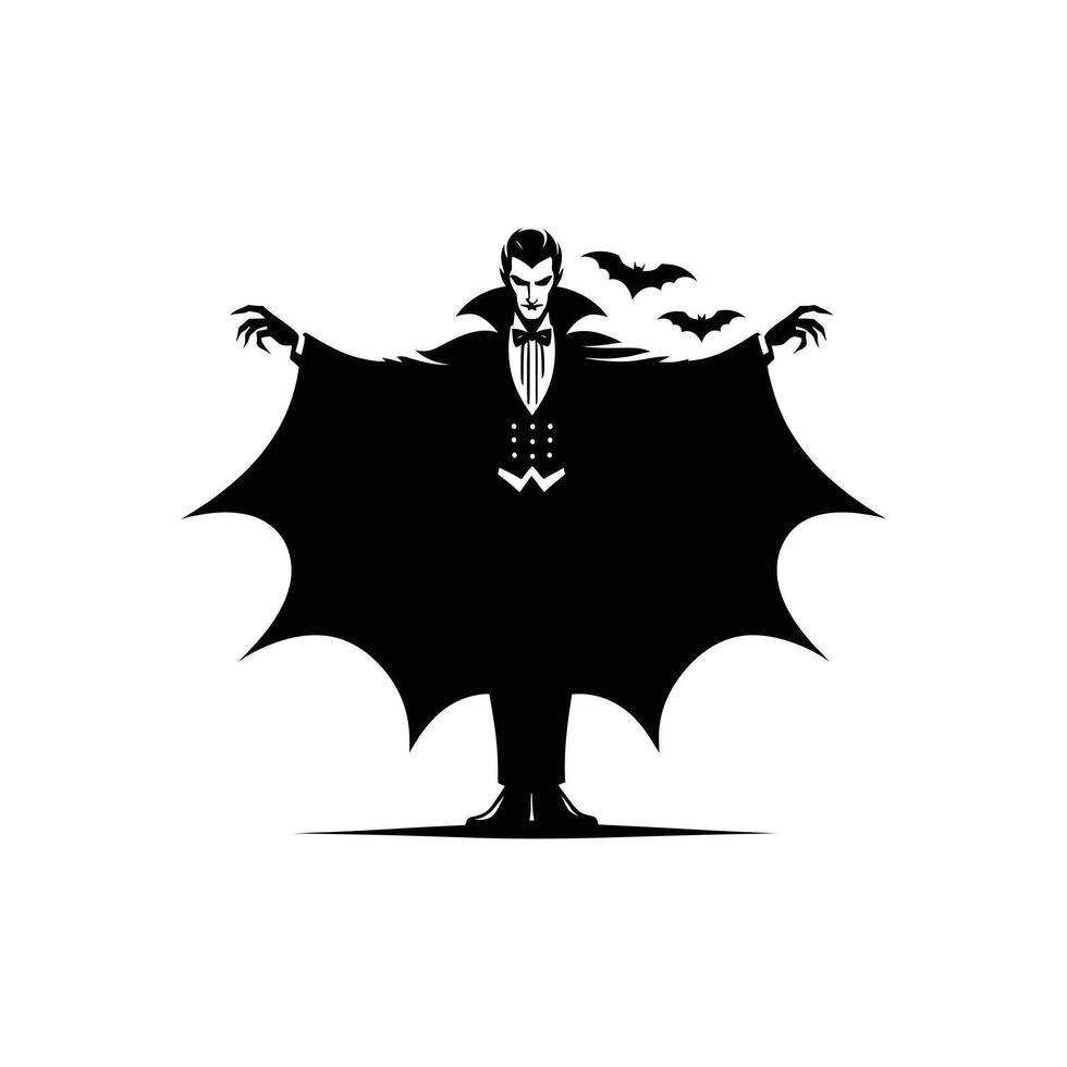 Classic Halloween Vampire Silhouette, Elegant Dracula Design for Spooky Holiday Decorations vector