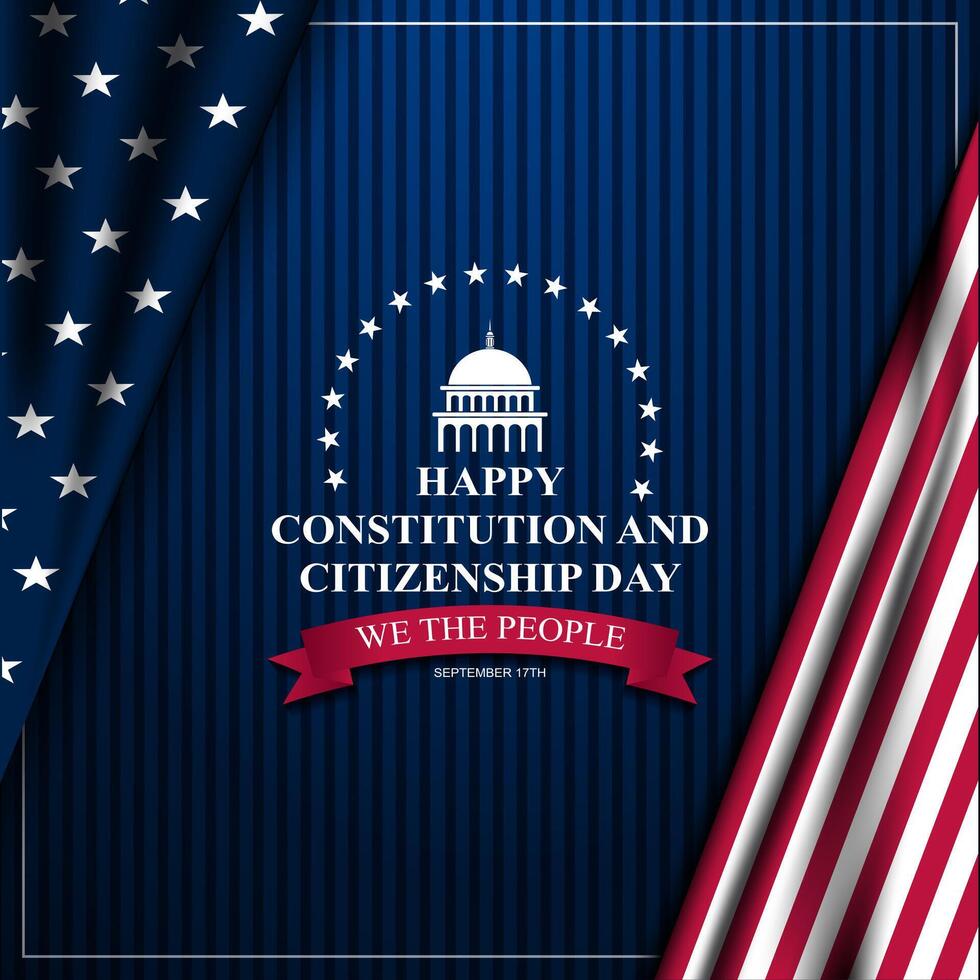 Happy Constitution and citizenship day United States Of America with symbol of capitol building vector