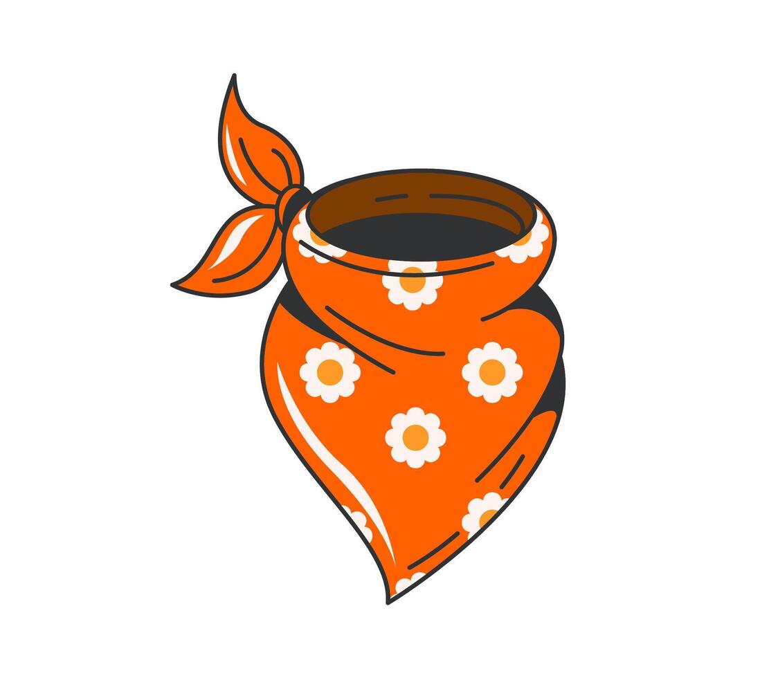 Cartoon retro groovy Wild West cowboy neckerchief vector