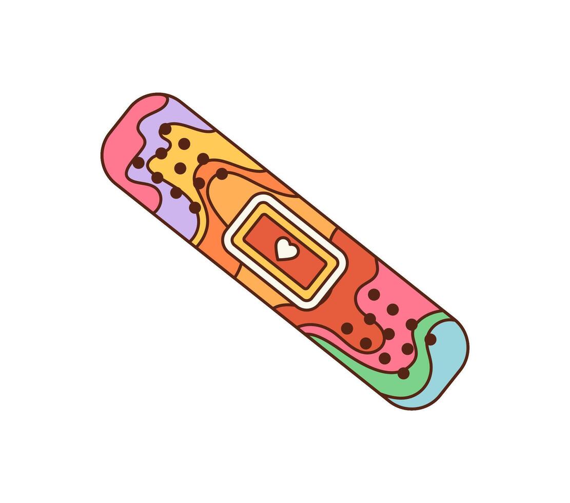 Cartoon patch, 70s 80s retro hippie groovy rainbow vector