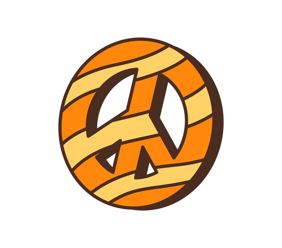 Cartoon retro groovy hippie peace symbol, badge vector