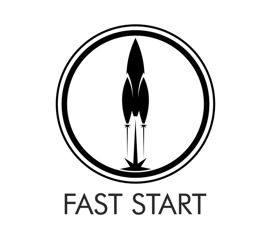 Spaceship icon with space rocket on start launch vector