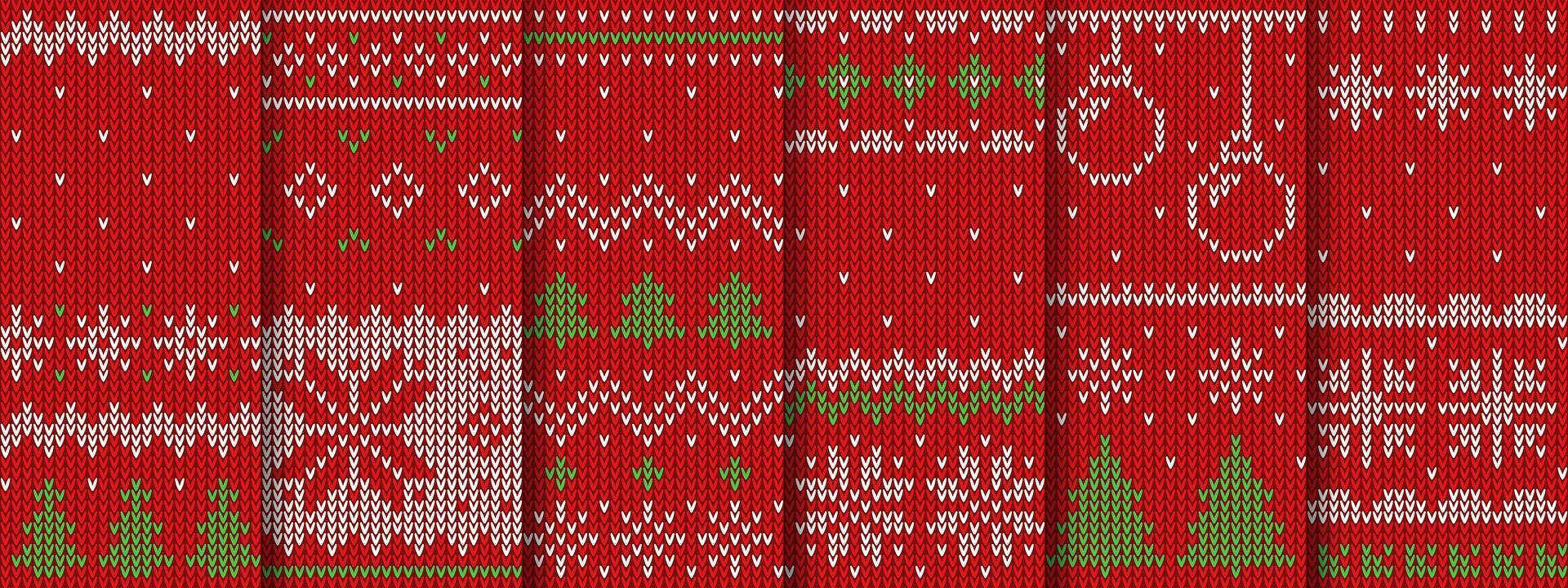 Red Christmas knit patterns, Xmas sweater texture vector