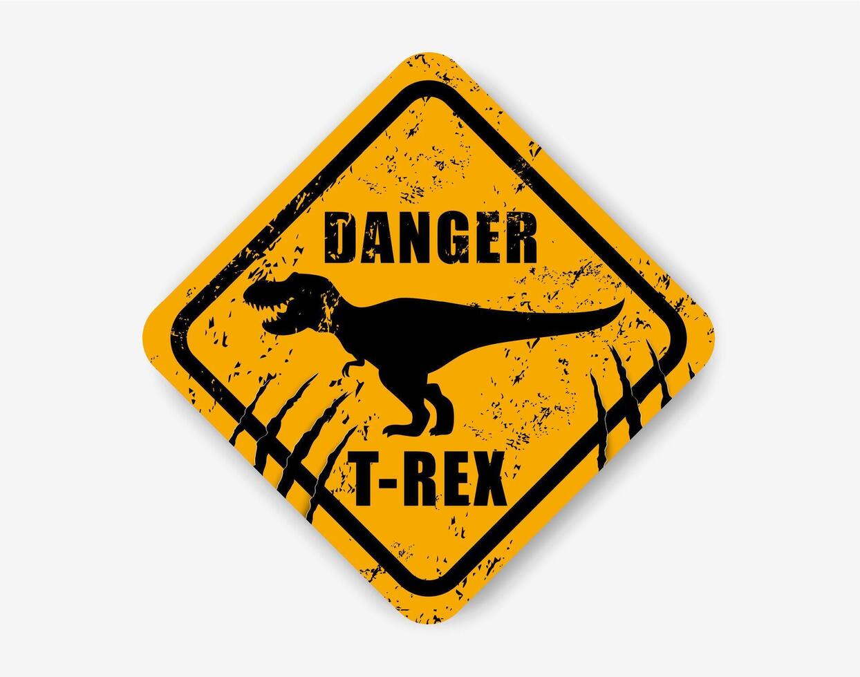 Dinosaur warning sign, claw scratch, tyrannosaurus vector