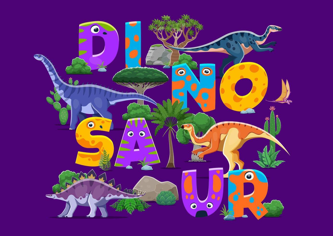 Cartoon prehistoric dinosaurs for T-shirt print vector