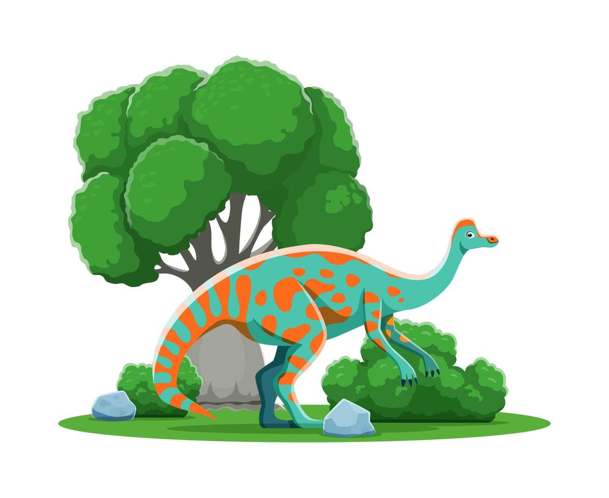 Jaxartosaurus cartoon prehistoric dino character vector