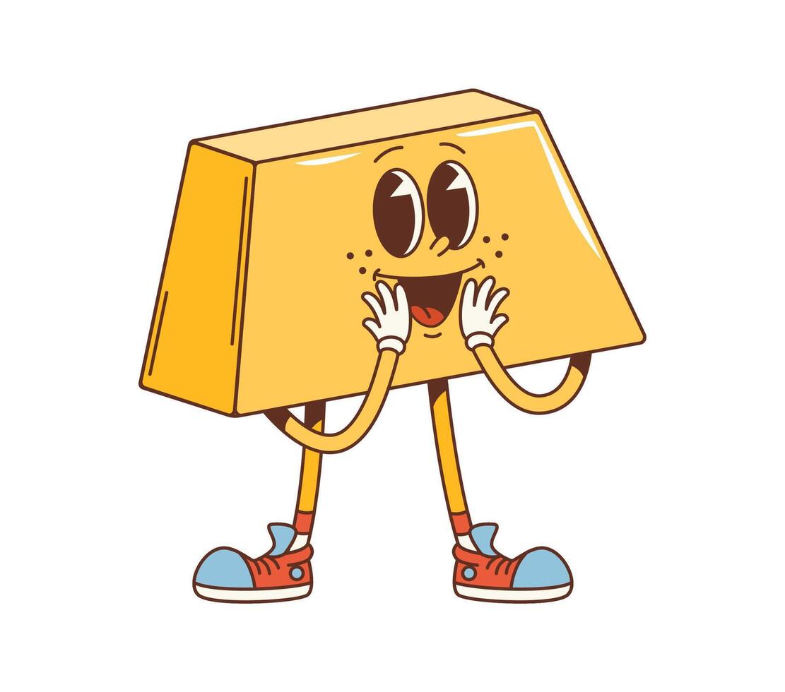Cartoon groovy math geometric trapezoid figure vector