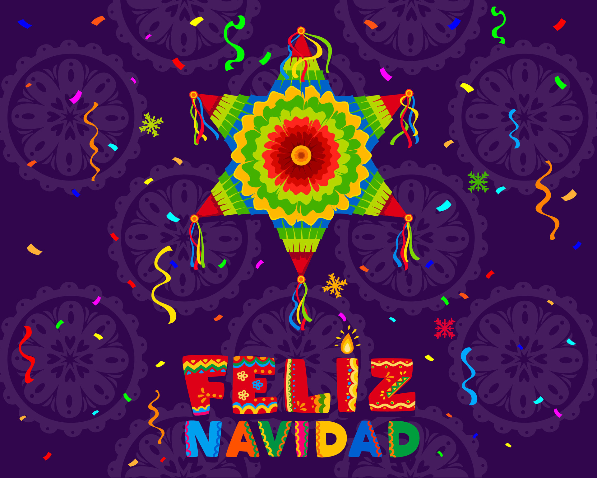 Hispanic Christmas feliz navidad banner, pinata 49103955 Vector Art at