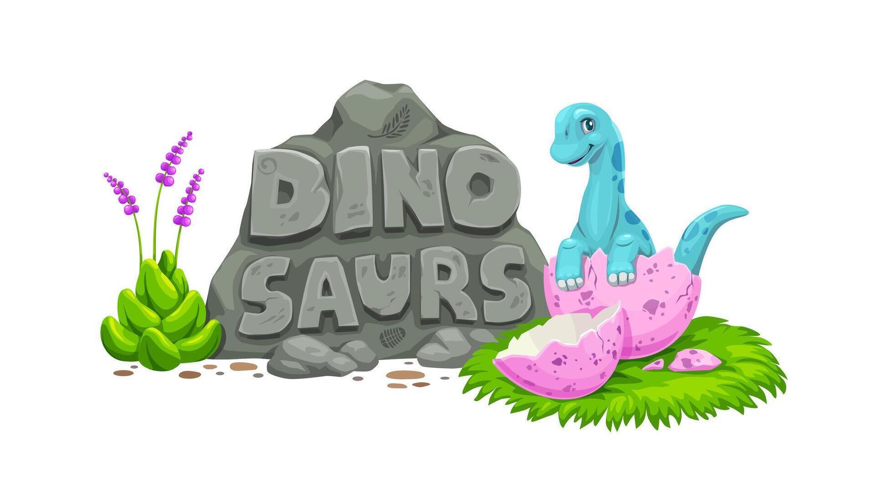 Prehistoric cartoon dino baby dinosaur in eggshell vector