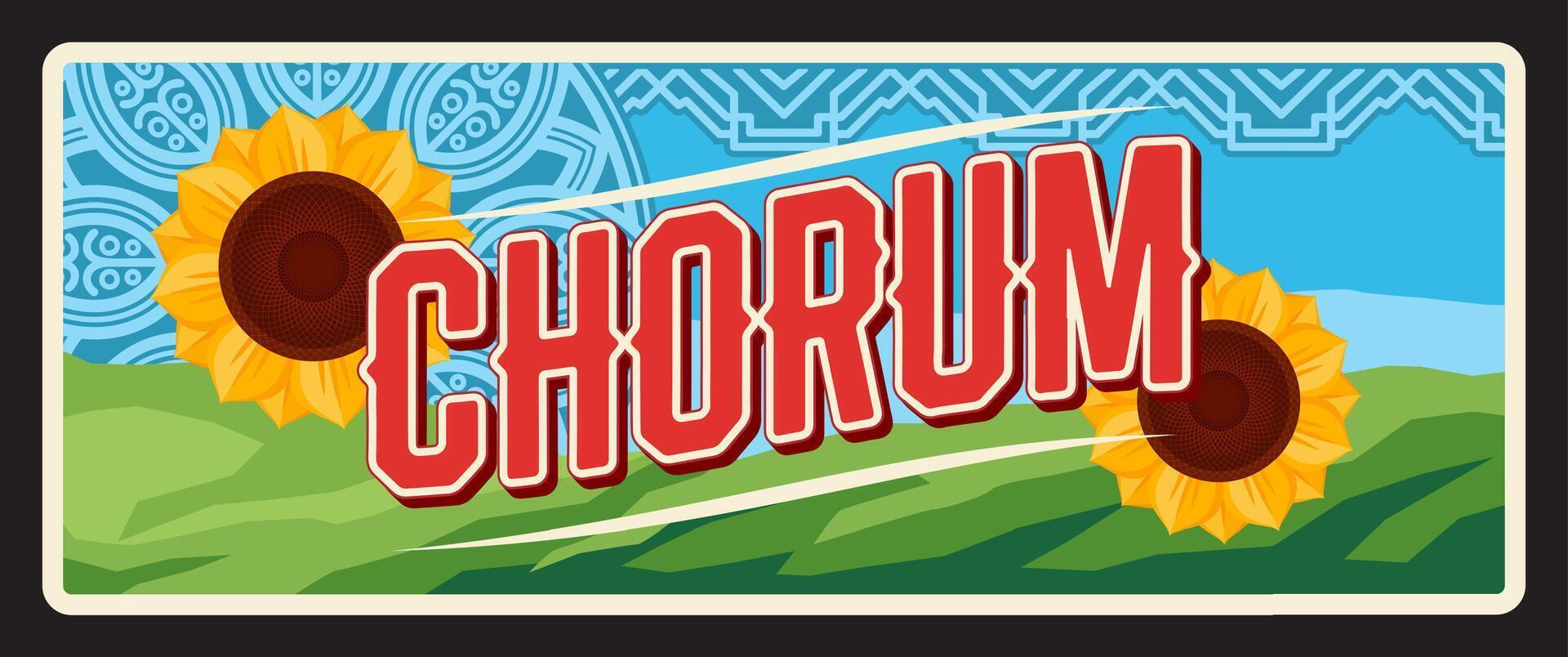 Chorum ili Turkish province region travel plate vector