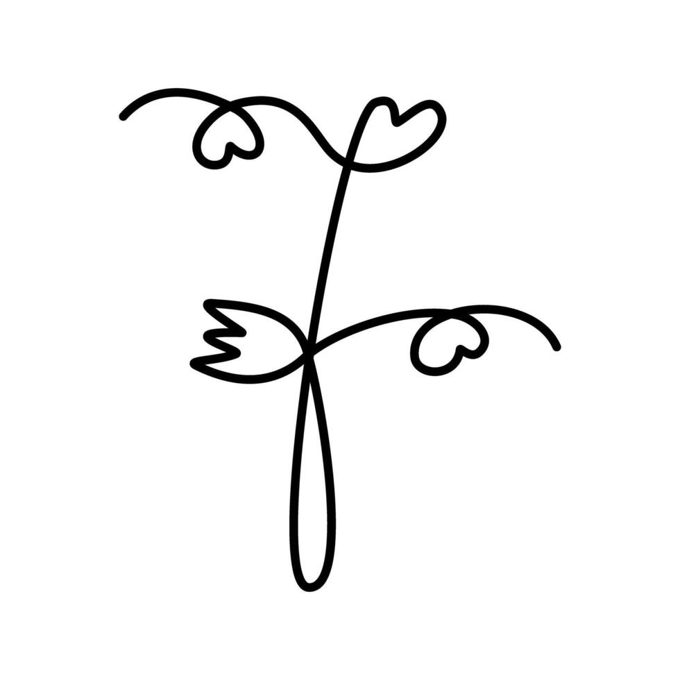 7 Hand drawn number with decorative hearts and flower. One continuous line design idea. Line Art Isolated. Lettering, inscription cards, poster, banner, price, label or web, promo illustration vector