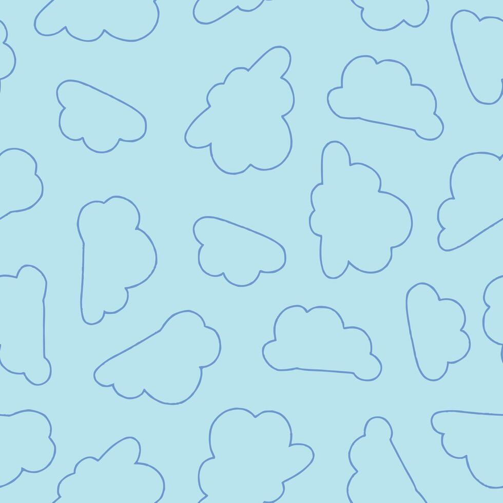 Outline Bunch of Cloud Seamless Pattern illustration Design vector