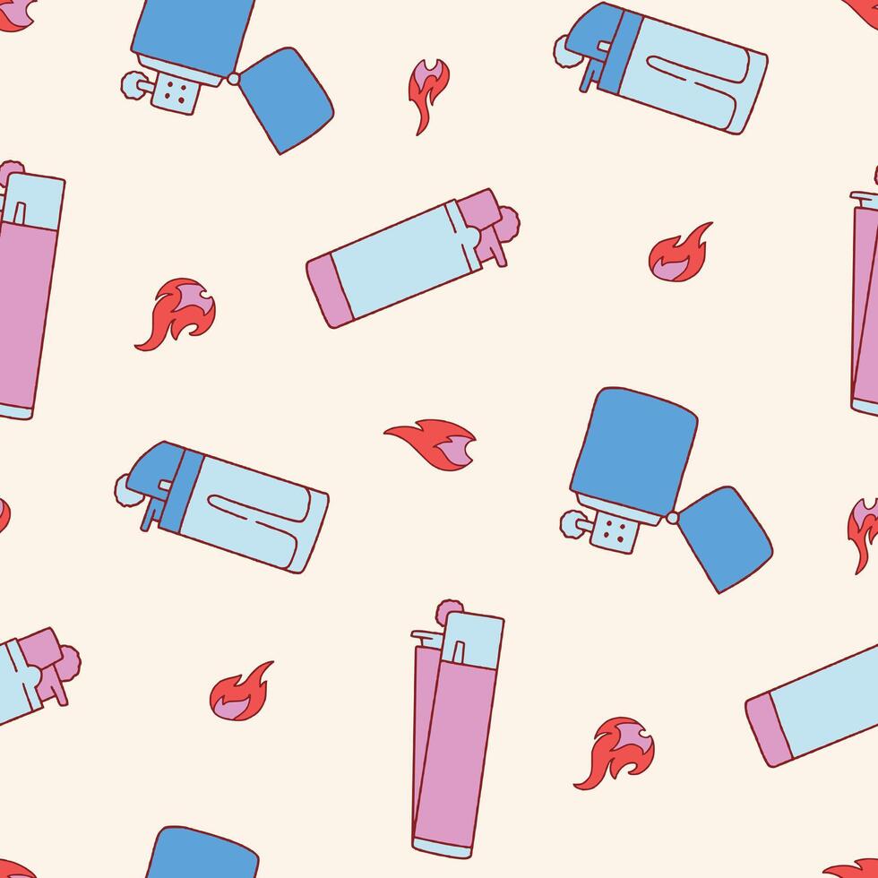 Gas Lighter Fire Seamless Pattern illustration Design vector