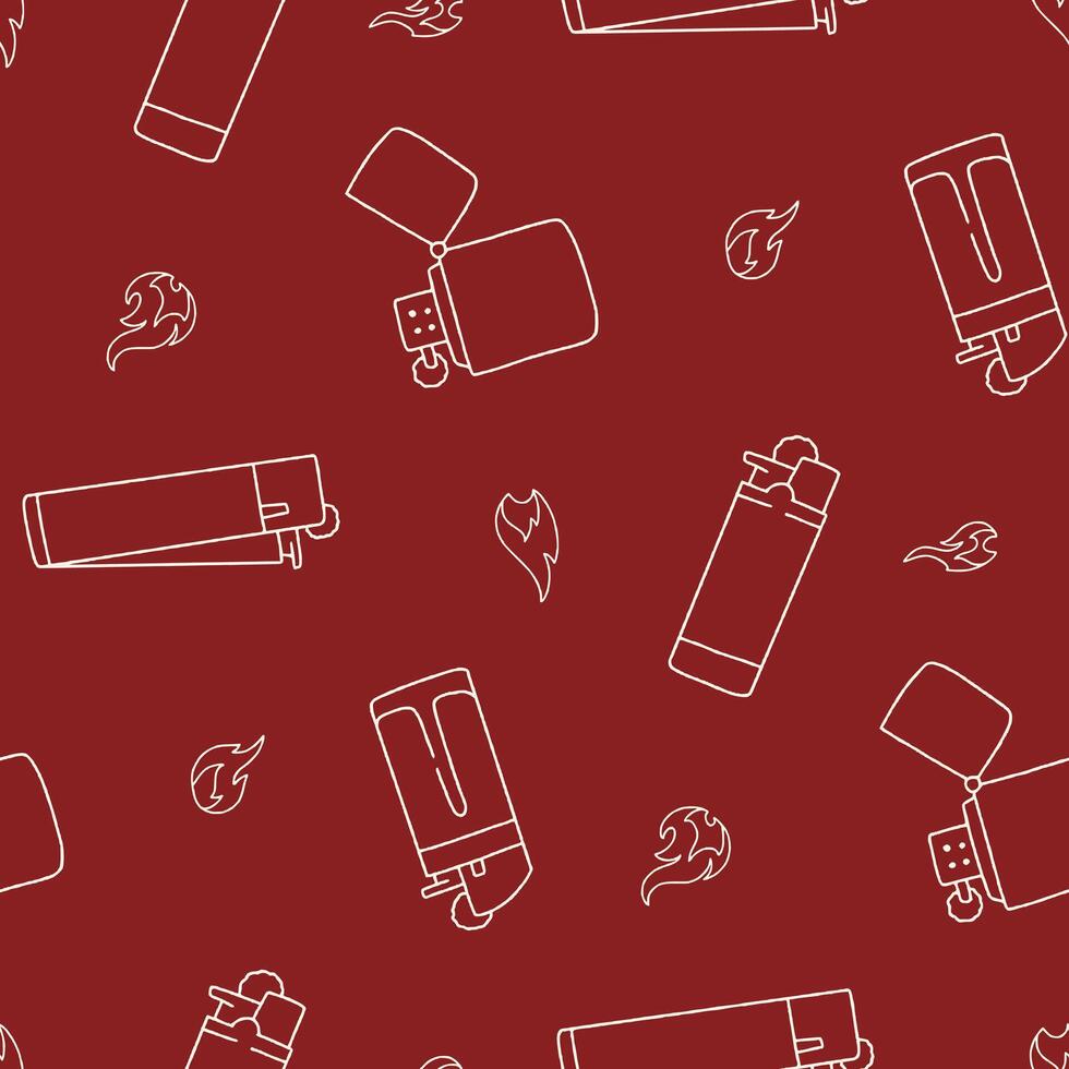 Outline Gas Lighter Fire Triangle Seamless Pattern illustration Design vector