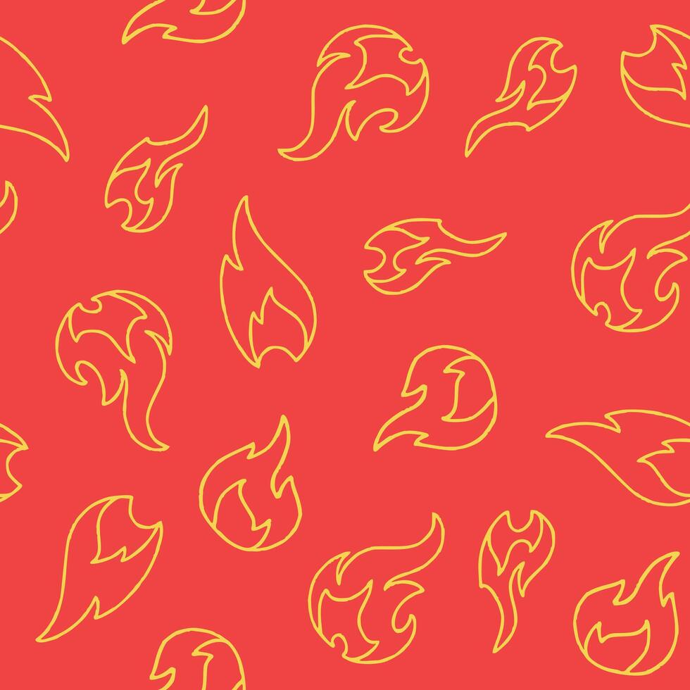 Outline Bunch of Fire Seamless Pattern illustration Design vector
