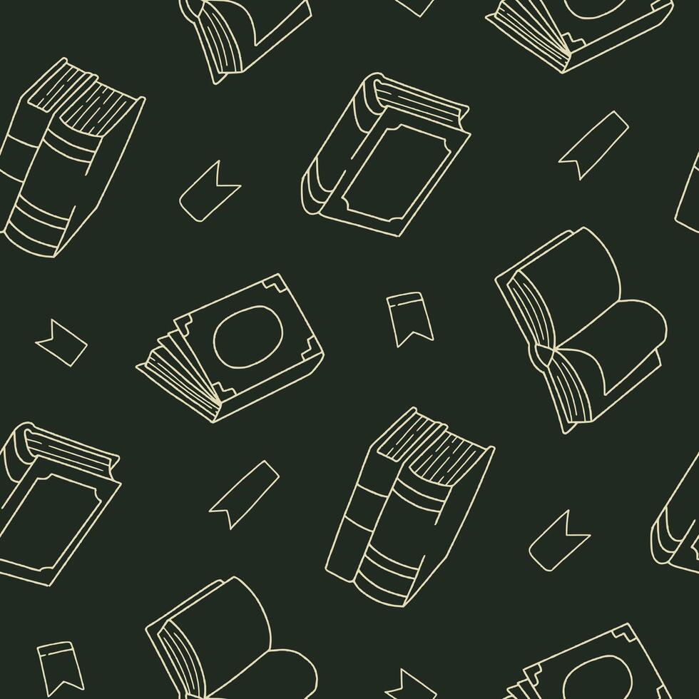 Outline Book Library Bookmark Seamless Pattern illustration for Print, Wallpaper, Decoration. vector