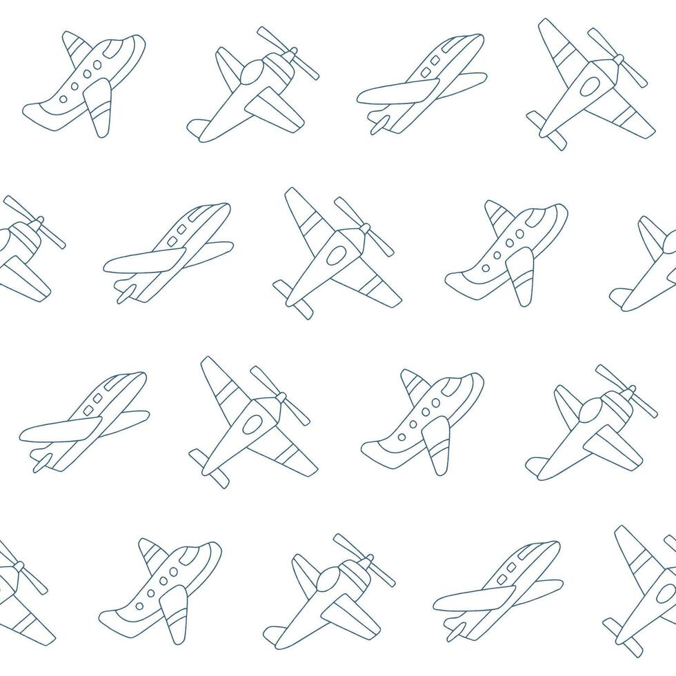 Outline Collection of Plane Seamless Pattern illustration Design vector