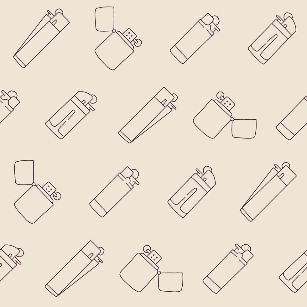 Outline Collection of Lighter Seamless Pattern illustration Design vector