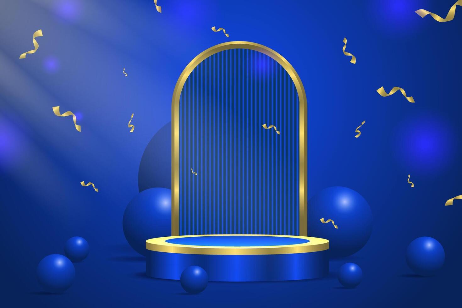 Dark blue and purple podium background for background elements for social media posts, awards, product sales promotions and product advertisements. vector