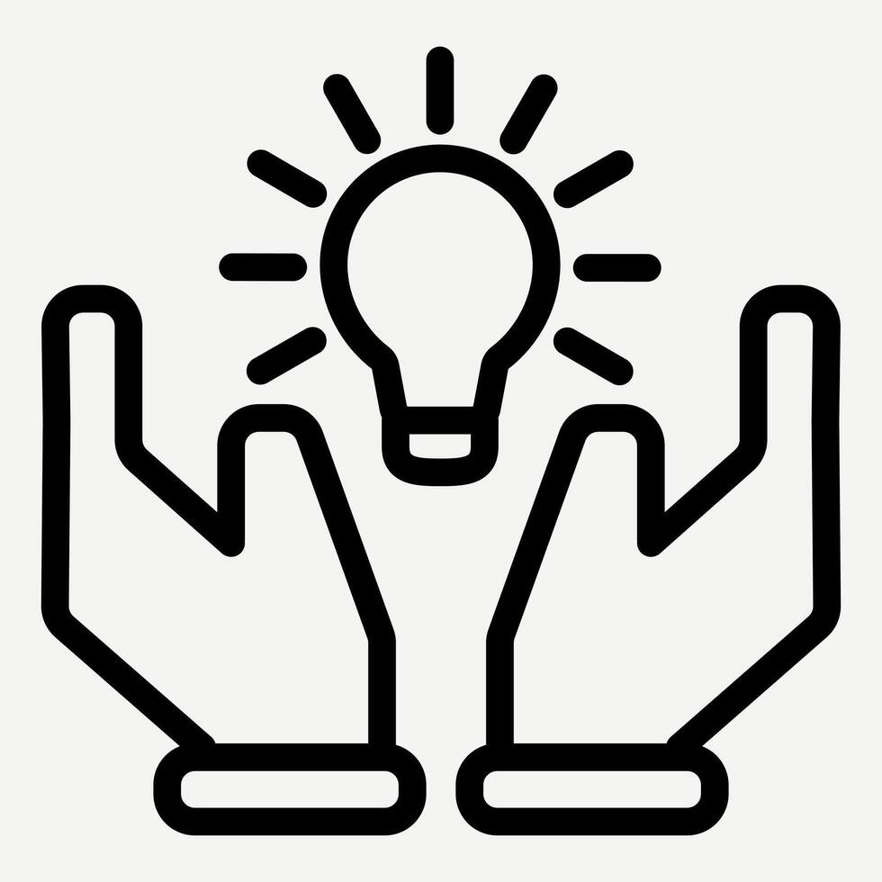 New idea icon, illustration of Hand holding a light bulb suitable for creativity, looking for ideas, support and brainstorming vector