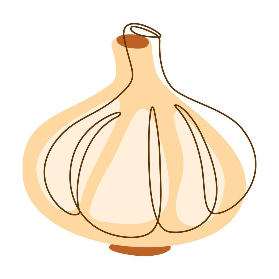 Garlic Bulb Aromatic Vegetable Spice Condiment in Line Art Style vector