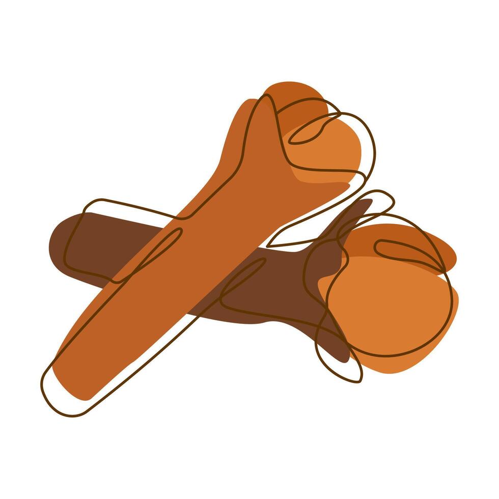 Clove Spice Condiment Aromatic Herbal in Line Art Style vector