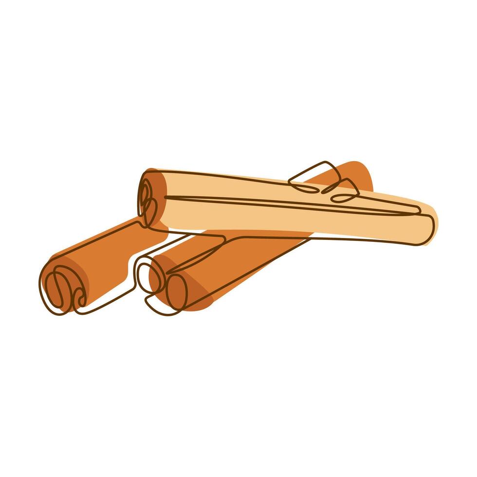 Cinnamon Roll Spice Condiment Aromatic Herbal in Line Art Style vector