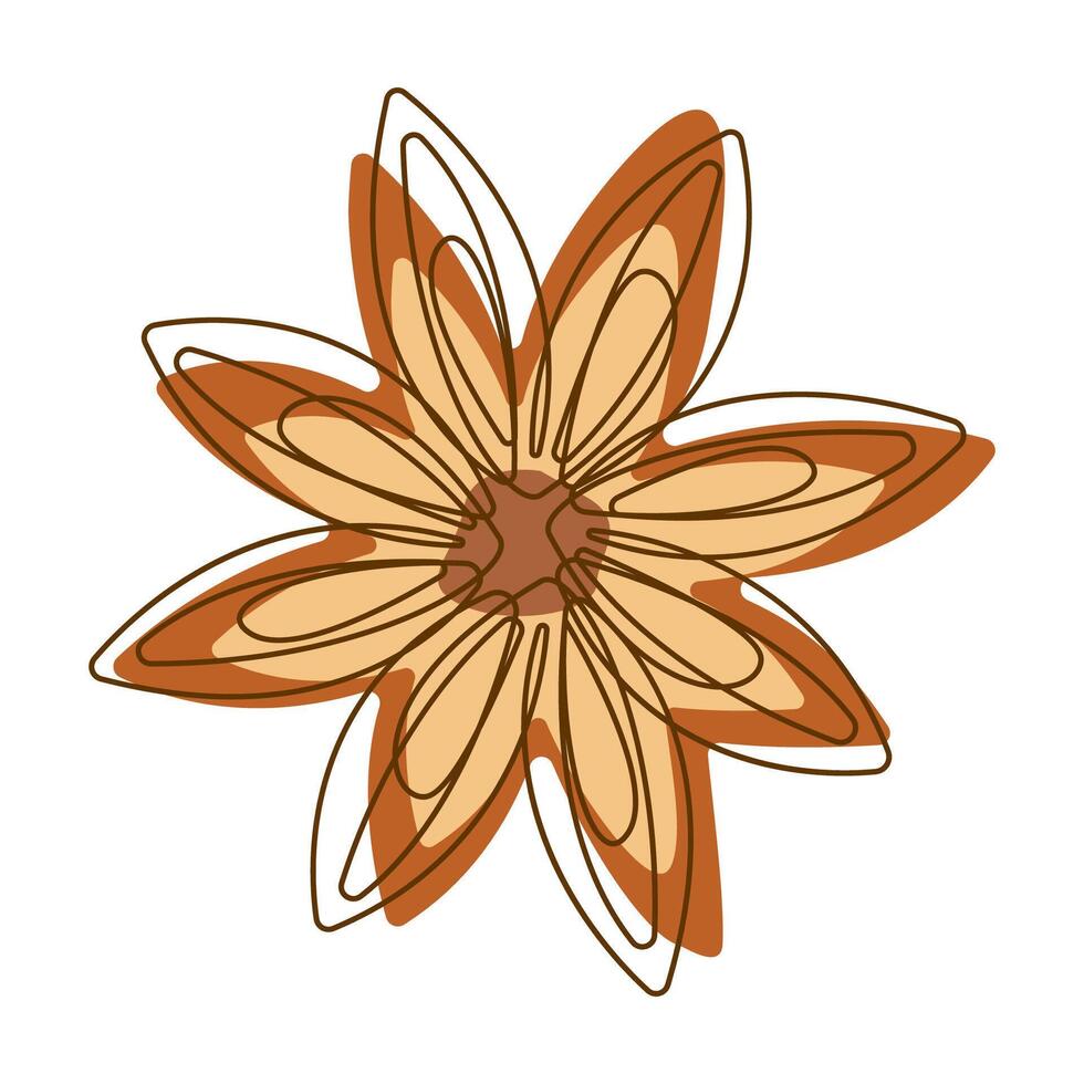 Star Anise Spice Condiment Aromatic Herbal in Line Art Style vector