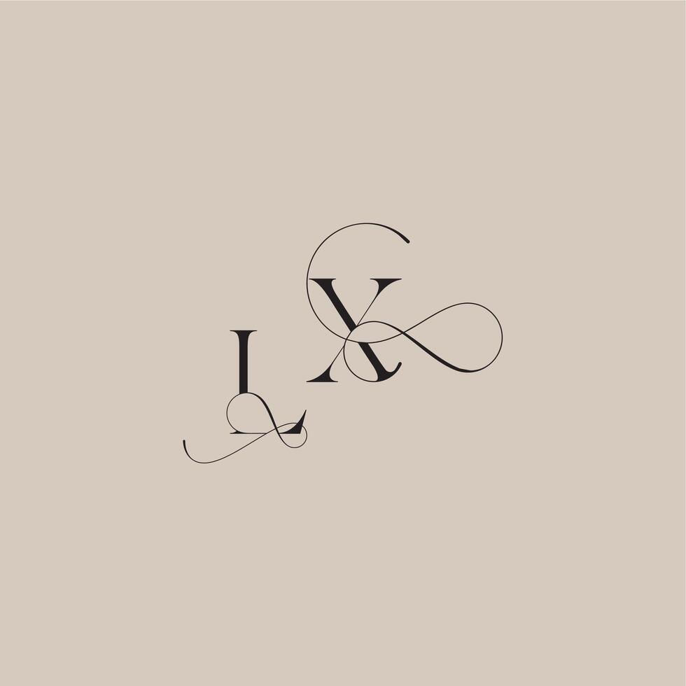 wedding serif monogram logo line and bold mix concept LX beautiful initial letter vector