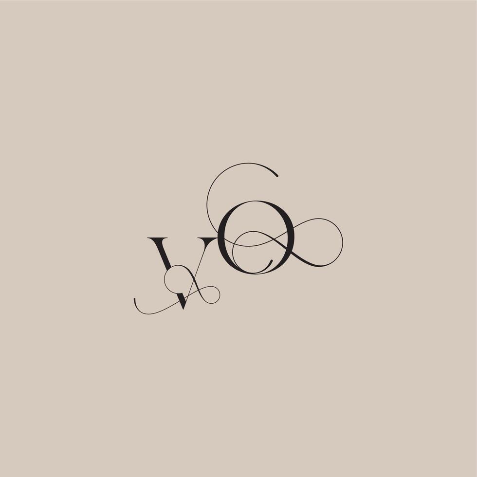 line and bold mix concept VO wedding serif monogram logo letter beautiful initial vector