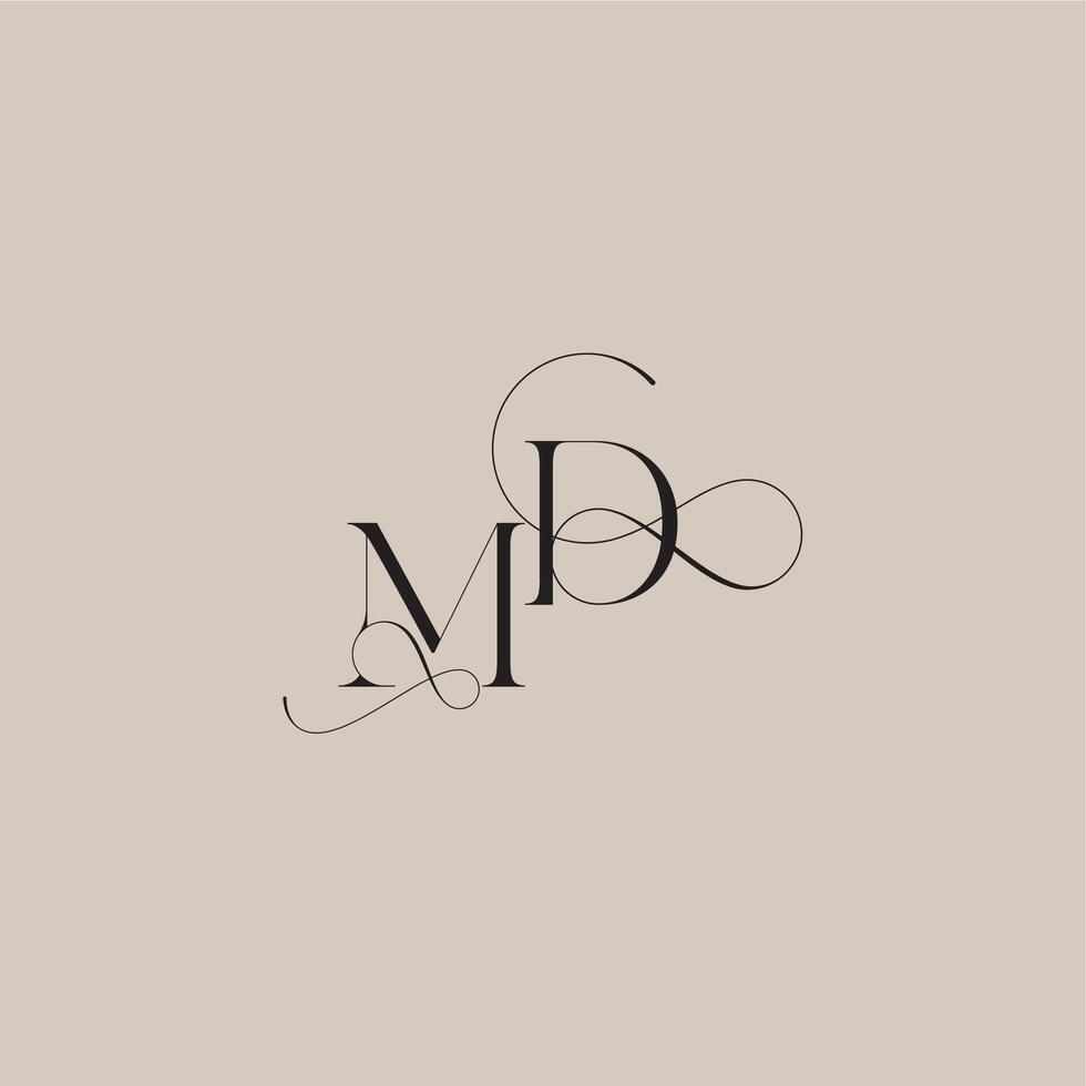 wedding serif monogram logo line and bold mix concept MD beautiful initial letter vector