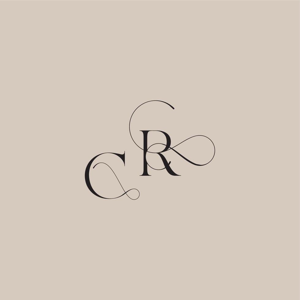 wedding serif monogram logo line and bold mix concept CR beautiful initial letter vector