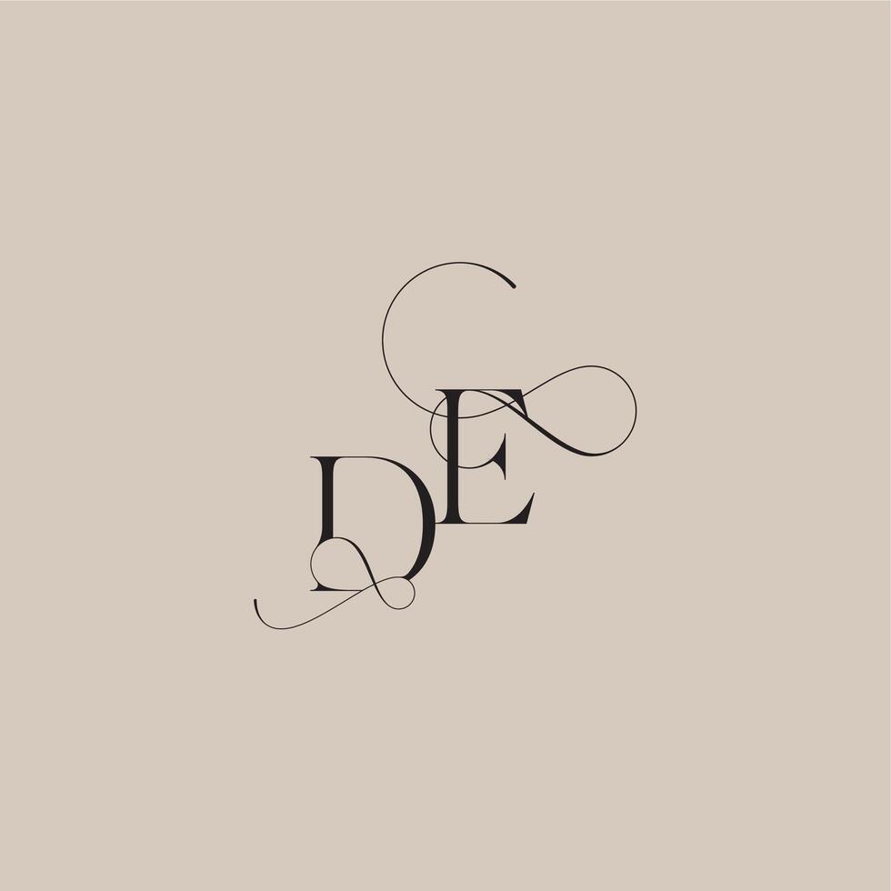 wedding serif monogram logo line and bold mix concept DE beautiful initial letter vector
