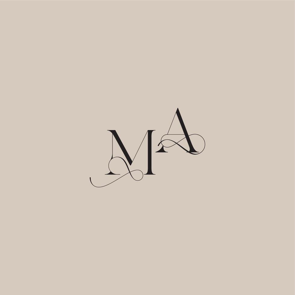 wedding serif monogram logo line and bold mix concept MA beautiful initial letter vector