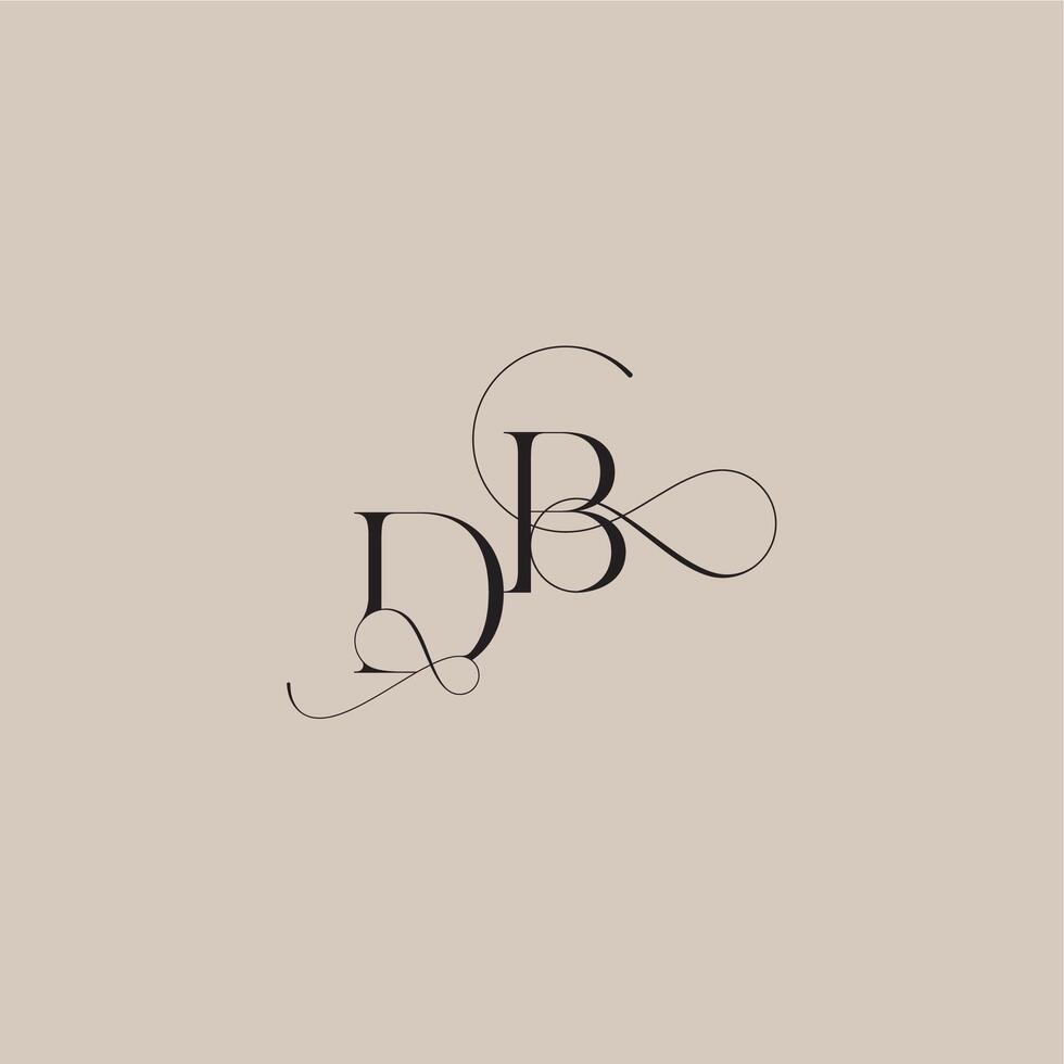 wedding serif monogram logo line and bold mix concept DB beautiful initial letter vector