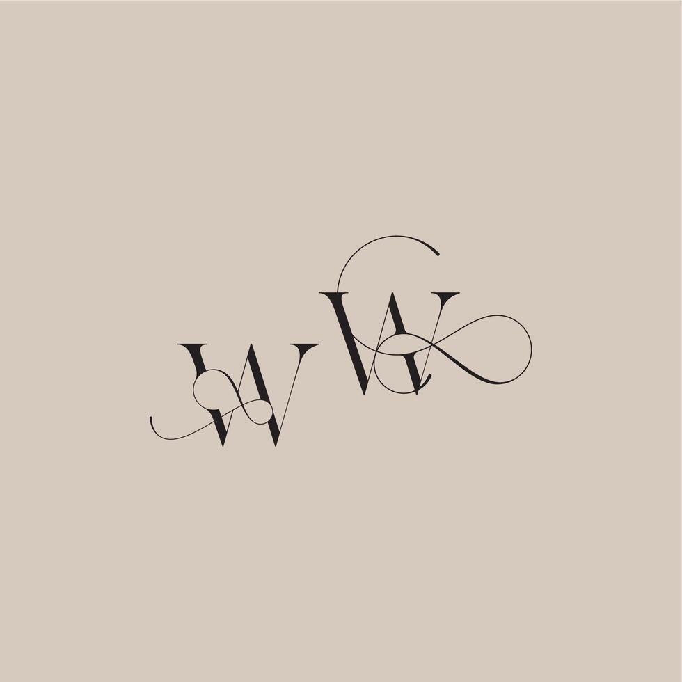 line and bold mix concept WW wedding serif monogram logo letter beautiful initial vector