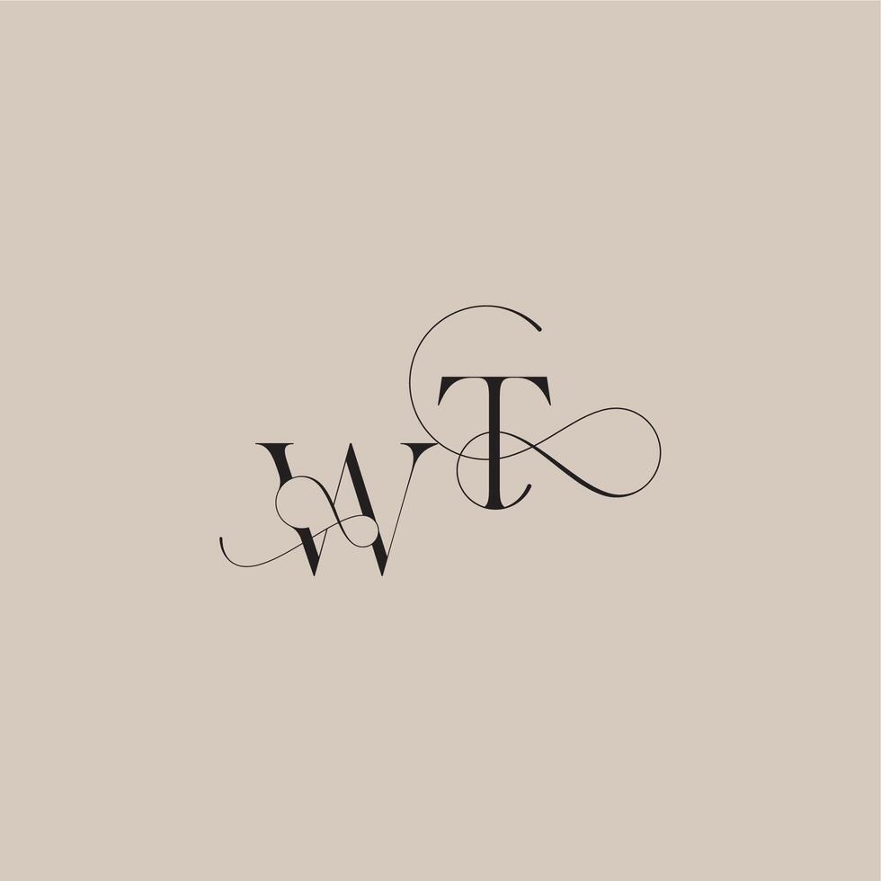 line and bold mix concept WT wedding serif monogram logo letter beautiful initial vector