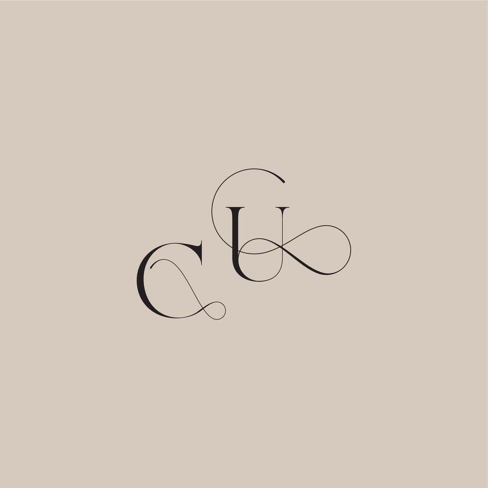 wedding serif monogram logo line and bold mix concept CU beautiful initial letter vector
