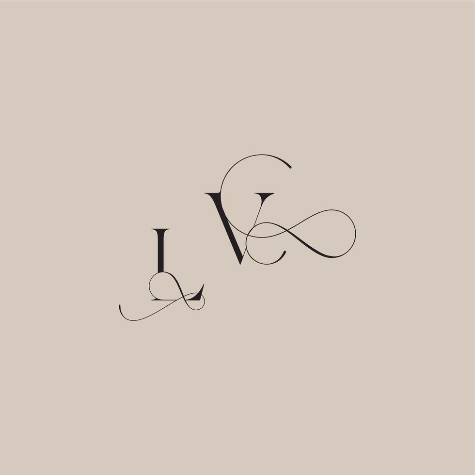 wedding serif monogram logo line and bold mix concept LV beautiful initial letter vector