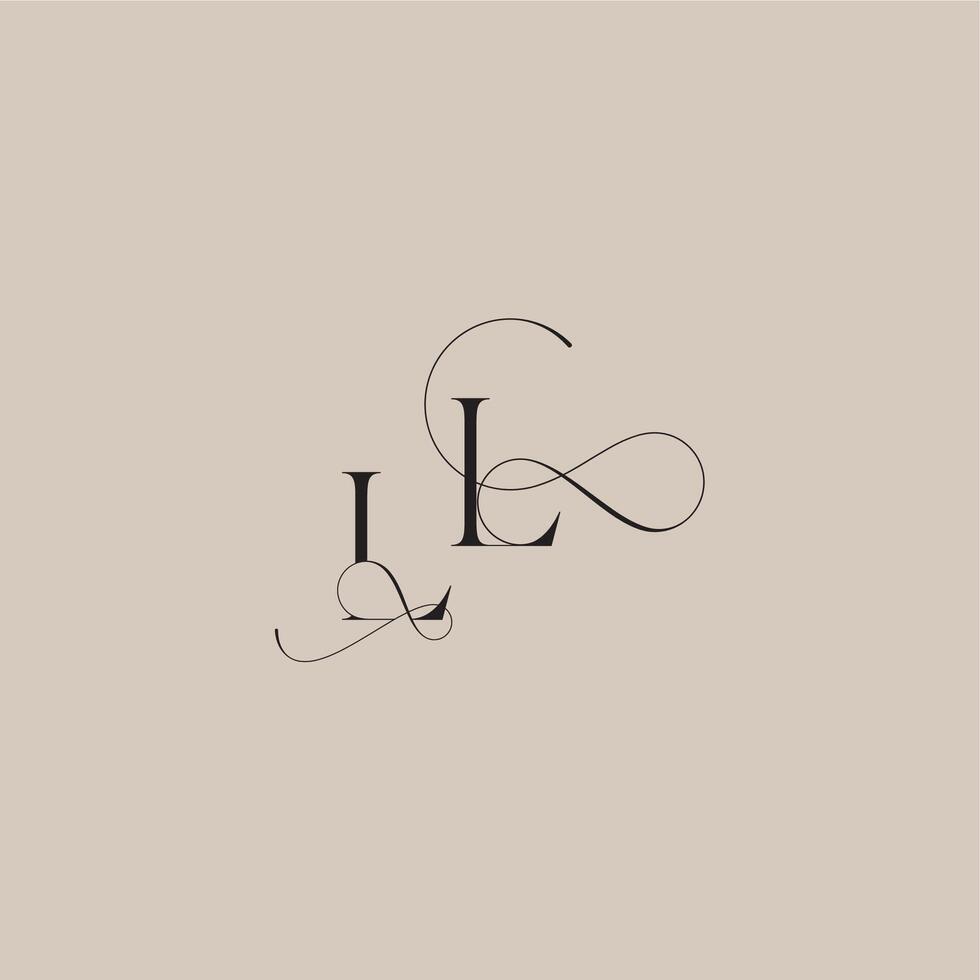 wedding serif monogram logo line and bold mix concept LL beautiful initial letter vector